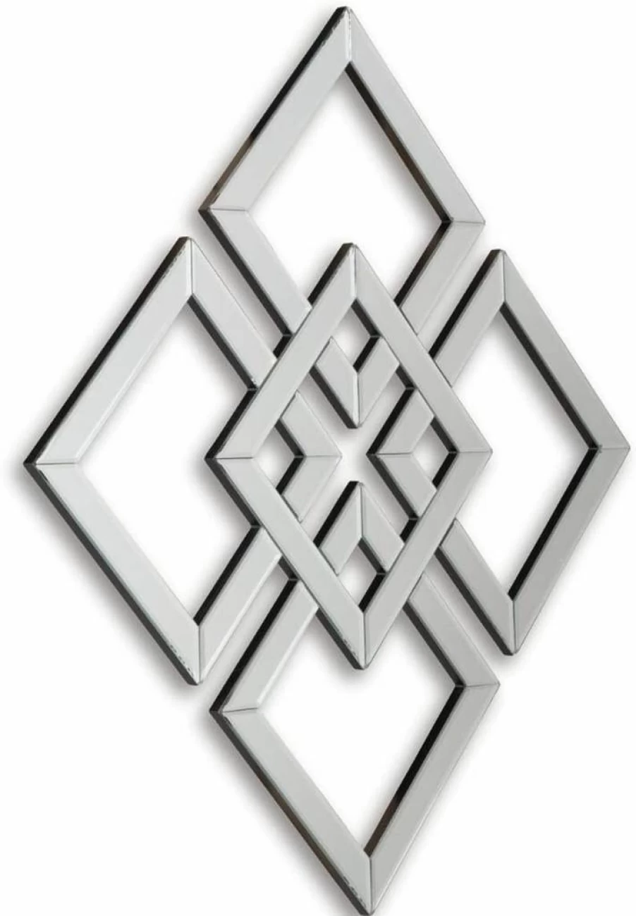 Signature Design by Ashley Quinnley Modern Geometric Silver Accent Mirror - Contemporary Home Decor