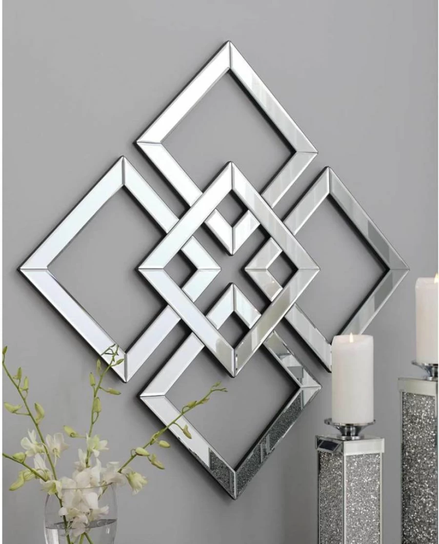 Signature Design by Ashley Quinnley Modern Geometric Silver Accent Mirror - Contemporary Home Decor