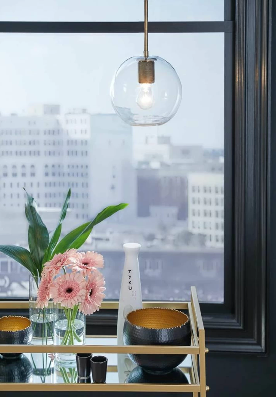 Signature Design by Ashley Cordunn Modern Brass Glass Pendant Light - Sleek Hanging Fixture for Contemporary Decor