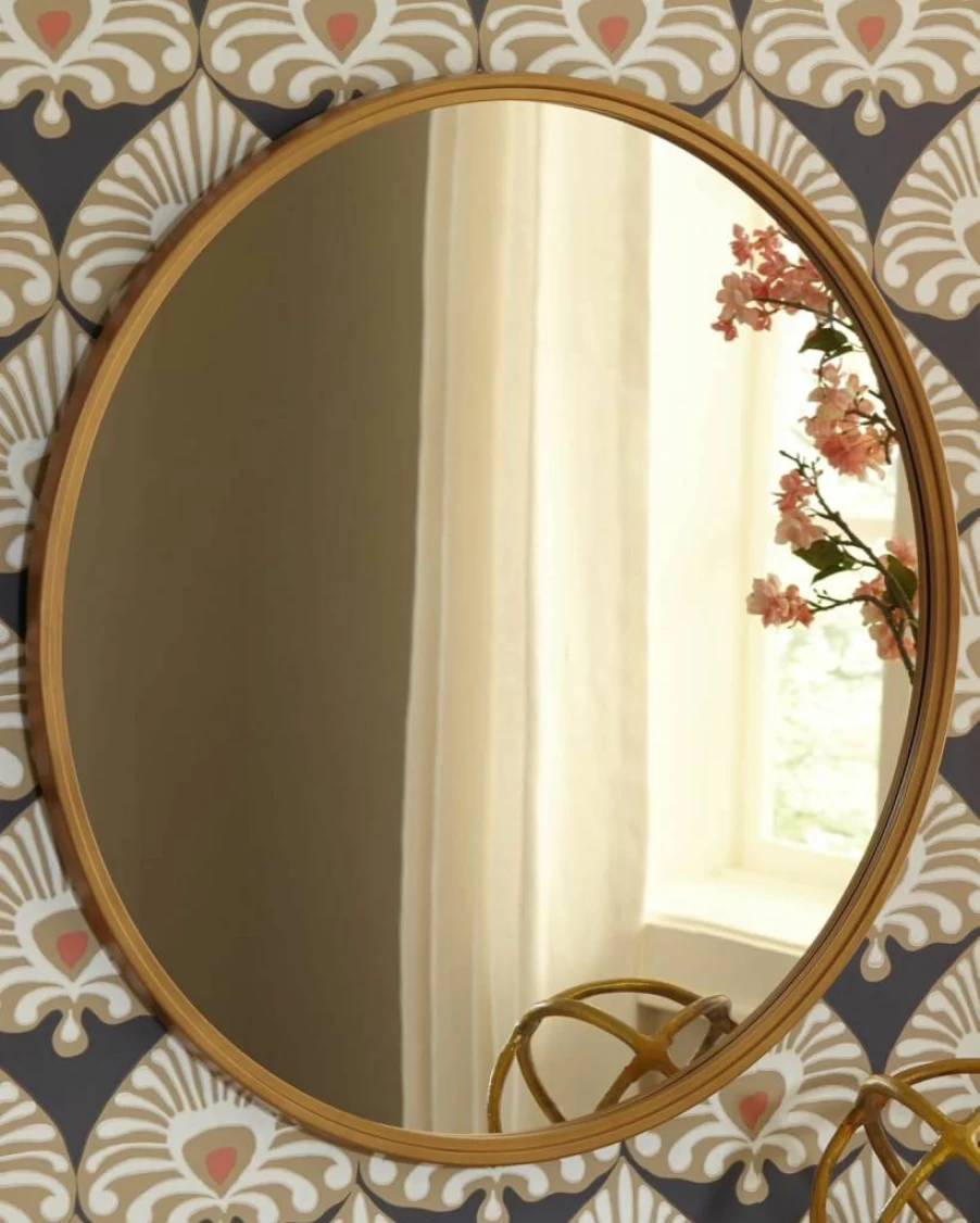 Signature Design by Ashley Brocky 31.5" Round Modern Black Accent Mirror - Contemporary Home Decor