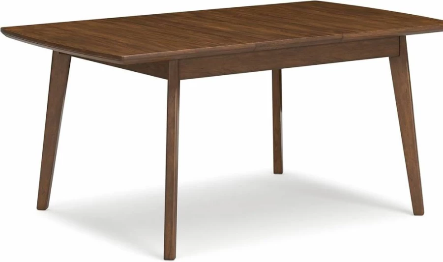Signature Design by Ashley Lyncott Traditional Brown Rectangular Extension Dining Table with Self-Storing Leaf, Seats 6