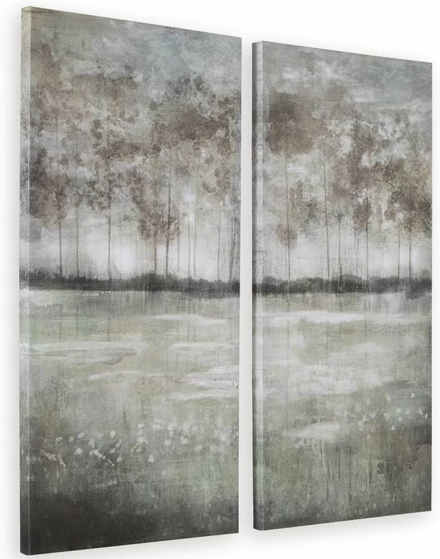 Signature Design by Ashley Hand-Painted 40" Wrapped Canvas Wall Art Set of 2 - Multicolor Abstract Decor