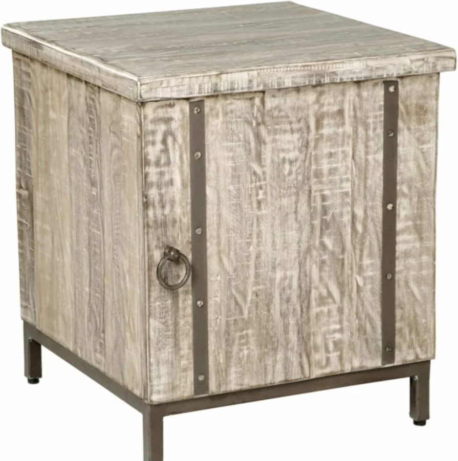 Signature Design by Ashley Laddford Whitewash Rustic Chic Accent Cabinet - End Table for Living Room, Bedroom, or Hallway