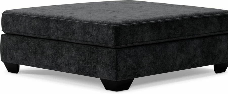 Signature Design by Ashley Lavernett Modern Square Oversized Storage Ottoman in Dark Gray – Contemporary Accent Furniture