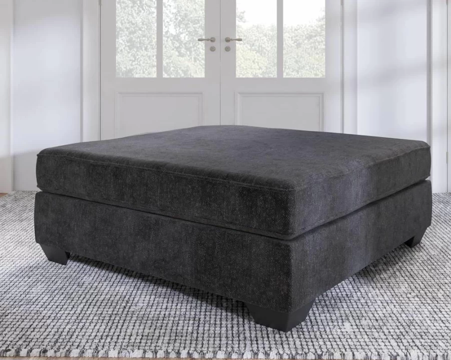 Signature Design by Ashley Lavernett Modern Square Oversized Storage Ottoman in Dark Gray – Contemporary Accent Furniture