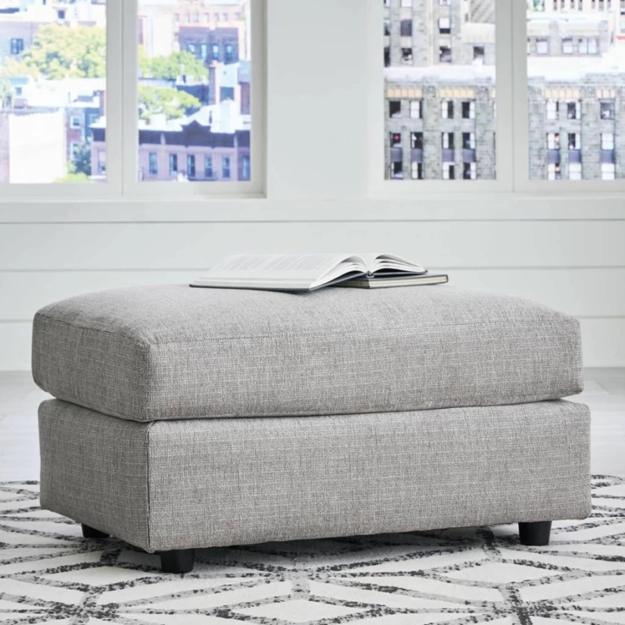 Signature Design by Ashley Stairatt Modern Rectangular Ottoman in Light Gray - Stylish Footrest and Storage Bench