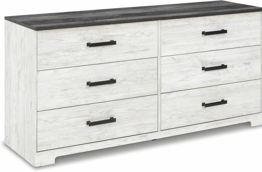 Signature Design by Ashley Paxberry Boho Whitewash 5-Drawer Dresser, Bohemian Chest of Drawers
