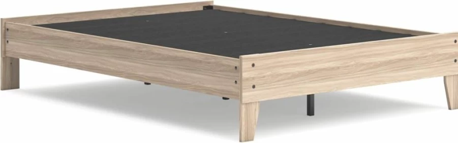 Signature Design by Ashley Neilsville Full Size Platform Bed with Butcher Block Style in Rustic Gray Finish
