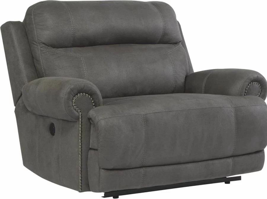 Signature Design by Ashley Clonmel Gray Microfiber Manual Reclining Loveseat – Extra Wide Comfort