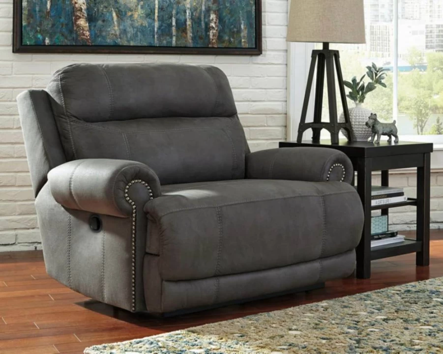 Signature Design by Ashley Clonmel Gray Microfiber Manual Reclining Loveseat – Extra Wide Comfort
