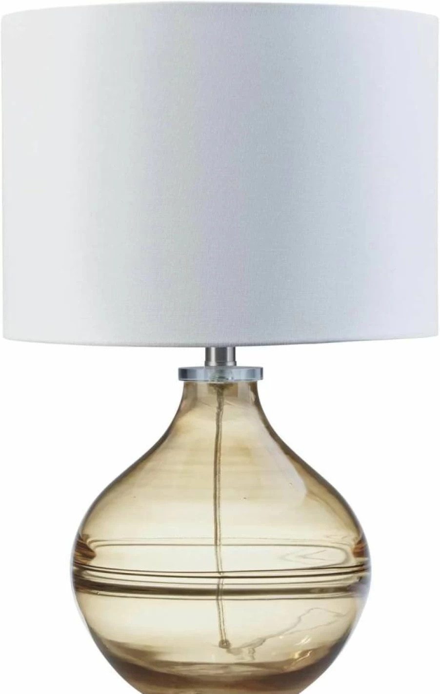 Signature Design by Ashley Lemmitt Modern 21.5" Amber Glass Table Lamp with Light Brown Base – Transparent Shade for Elegant Home Lighting