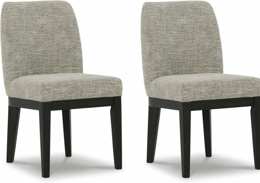 Signature Design by Ashley Burkhaus Traditional Dining Chair - Set of 2 Upholstered Arm Chairs in Gray & Dark Brown