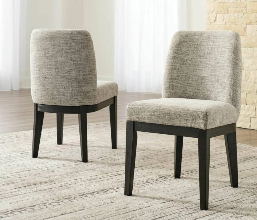 Signature Design by Ashley Burkhaus Traditional Dining Chair - Set of 2 Upholstered Arm Chairs in Gray & Dark Brown