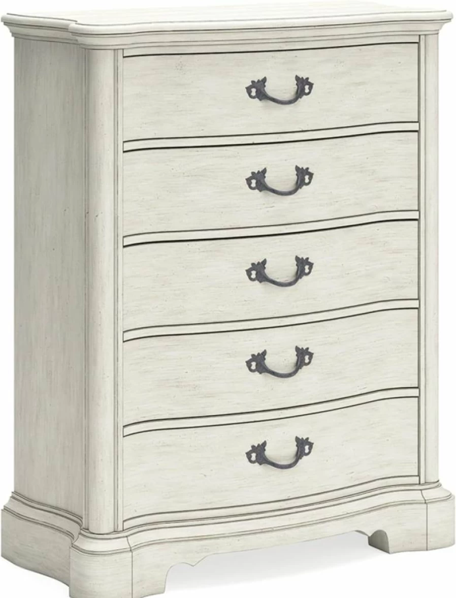 Signature Design by Ashley Arlendyne 5-Drawer Chest - White Traditional Bedroom Dresser with Felt-Lined Top Drawer