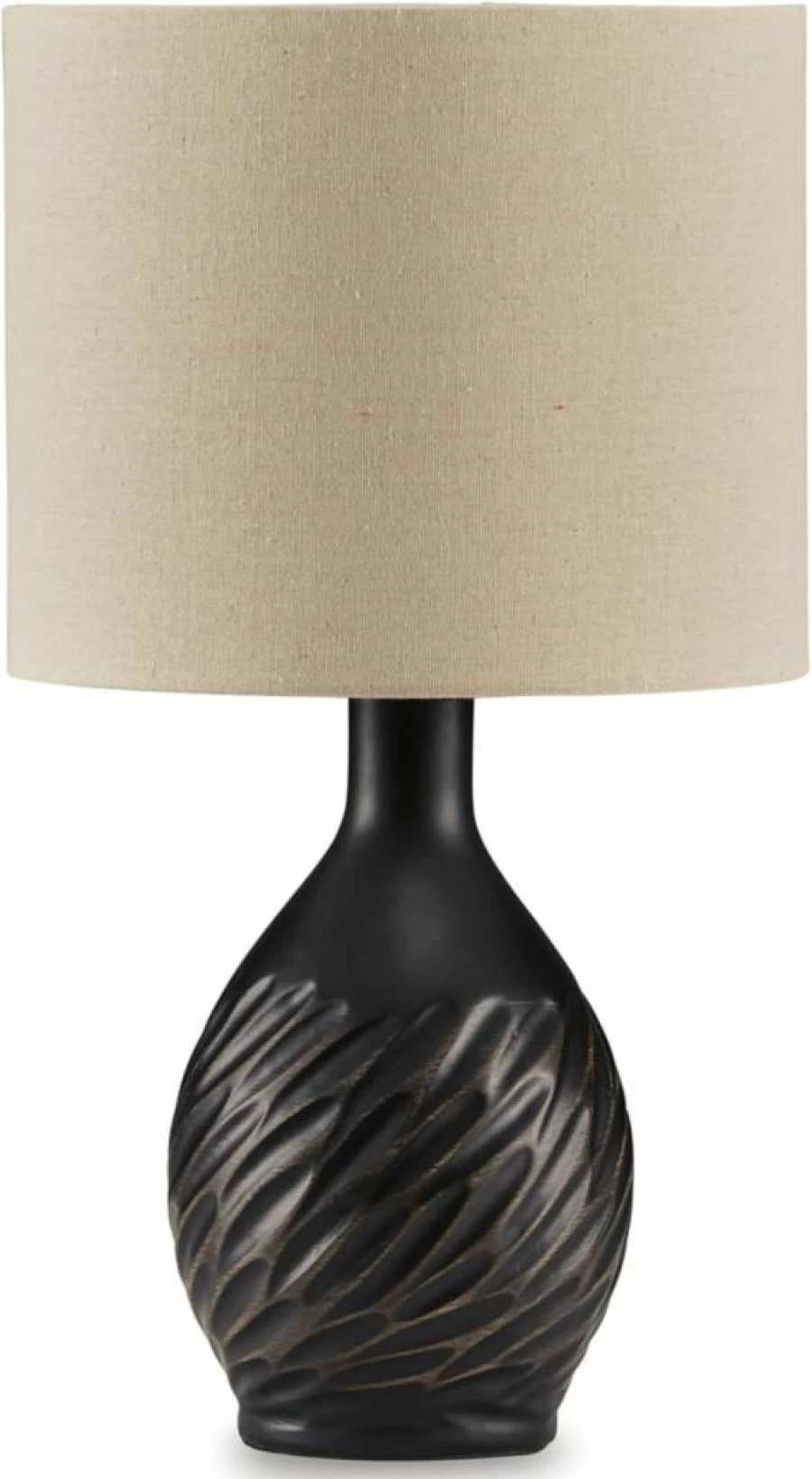 Signature Design by Ashley Garinton Modern Ceramic Table Lamp - Distressed Black & Beige Finish with On/Off Switch