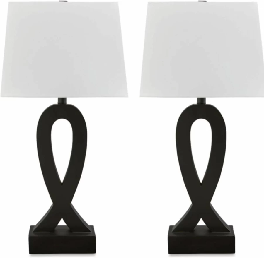Signature Design by Ashley Markellton Modern 29-Inch Black Polyresin Table Lamp Set of 2 for Home Decor