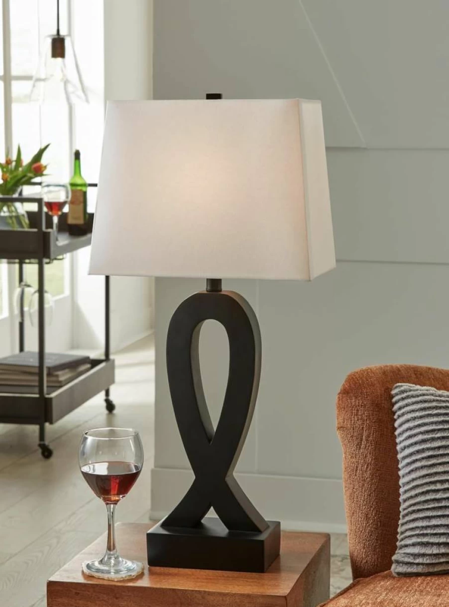Signature Design by Ashley Markellton Modern 29-Inch Black Polyresin Table Lamp Set of 2 for Home Decor