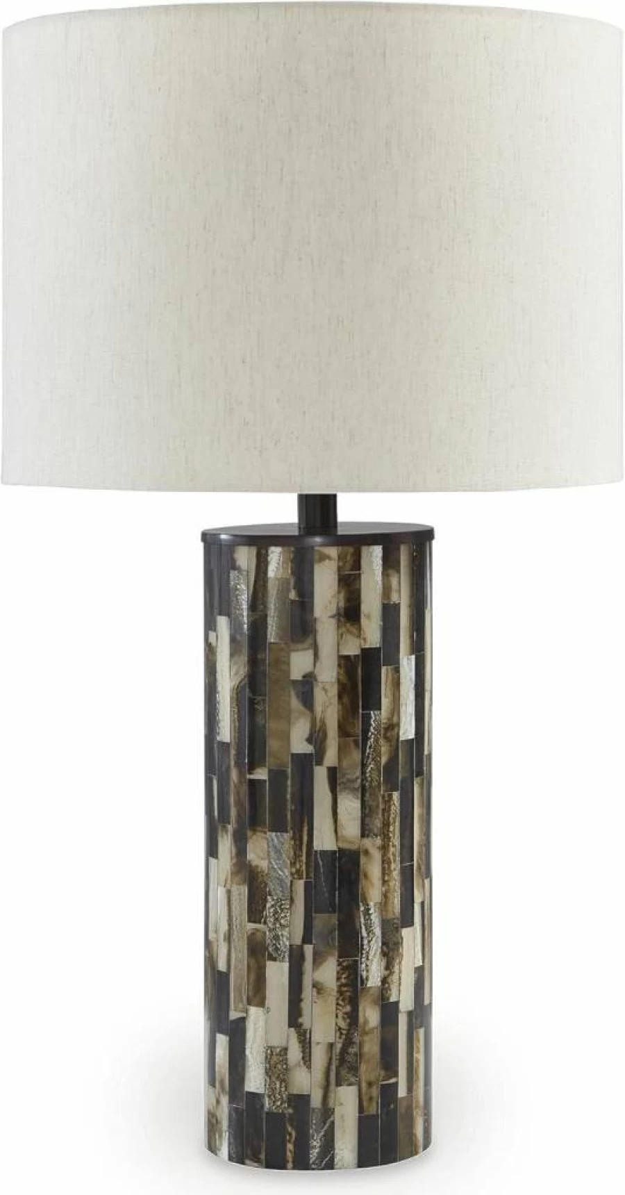 Signature Design by Ashley Ellford Modern 26.5-Inch Polyresin Table Lamp in Black, Brown & Cream - Contemporary Lighting