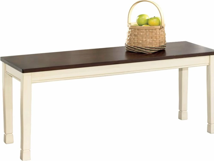 Signature Design by Ashley Owingsville Modern Farmhouse Dining Bench - Black/Brown Rustic Kitchen Seating