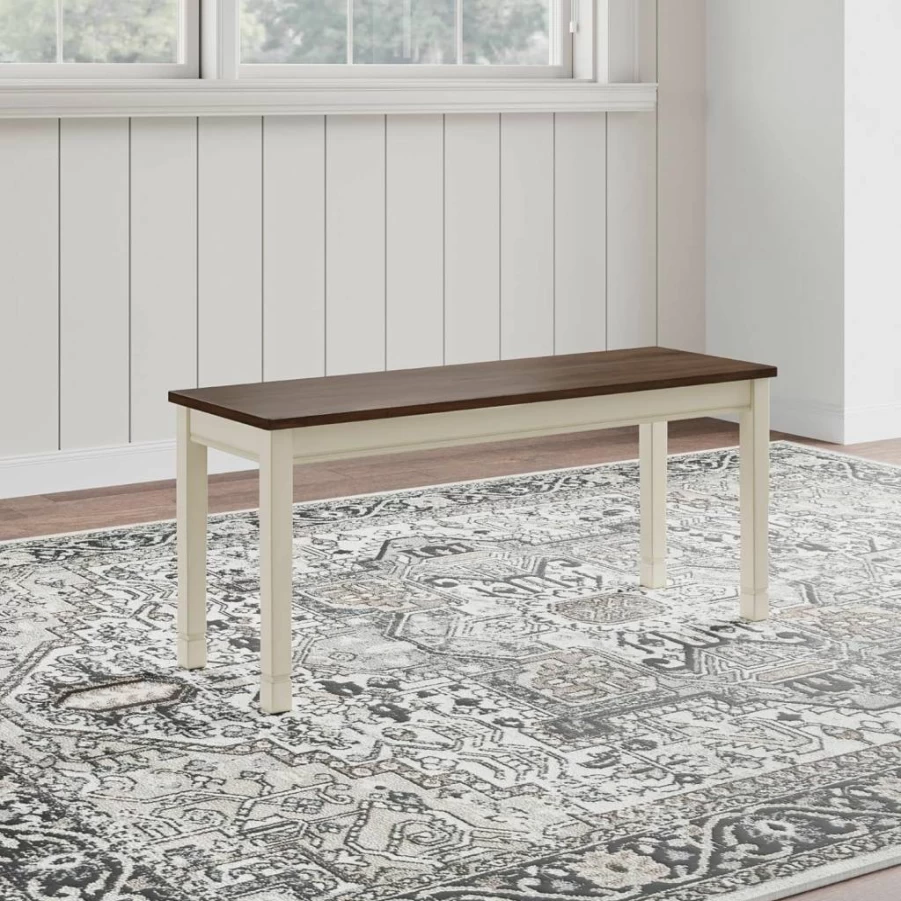 Signature Design by Ashley Owingsville Modern Farmhouse Dining Bench - Black/Brown Rustic Kitchen Seating