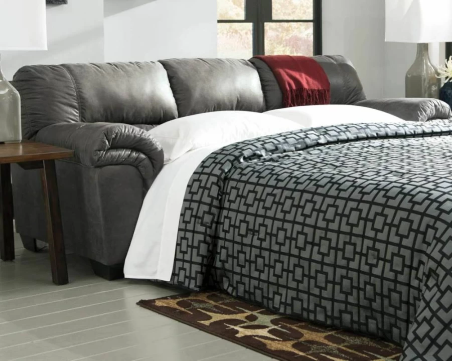 Signature Design by Ashley Bladen Brown Faux Leather Sleeper Sofa, Full Size Upholstered Convertible Couch