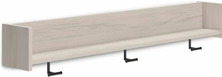 Signature Design by Ashley Socalle Wall-Mounted Coat Rack with Shelf - Natural Beige Entryway Organizer, Hooks & Storage