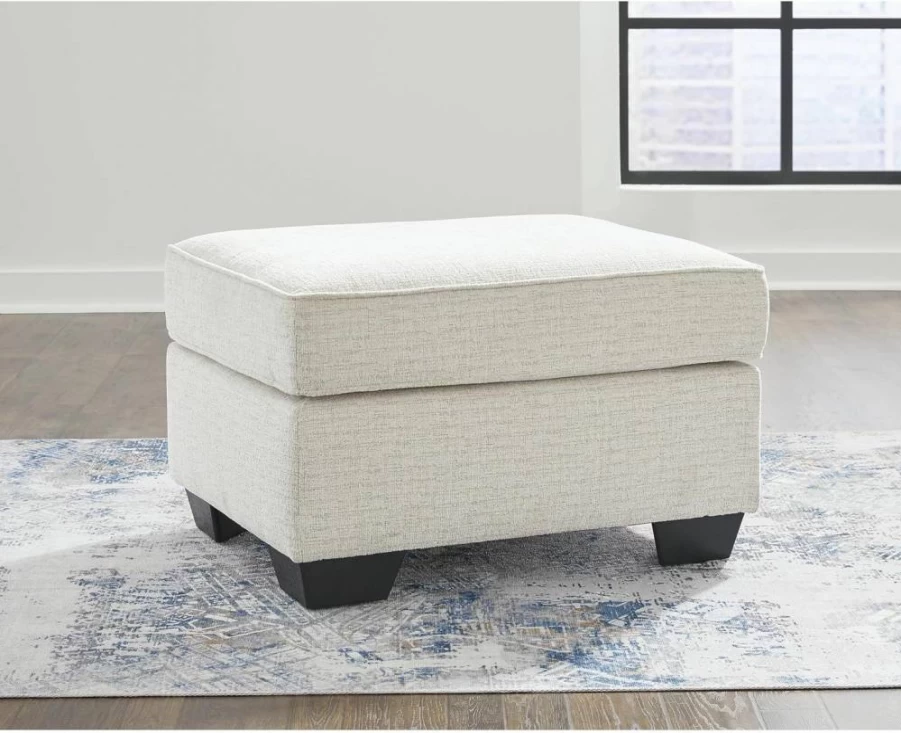 Signature Design by Ashley Cashton Upholstered Ottoman in Light Brown & Cream, Modern Crosshatch Design