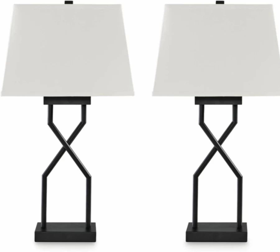Signature Design by Ashley Brookthrone 28" Modern Black & White Metal Table Lamp - Set of 2