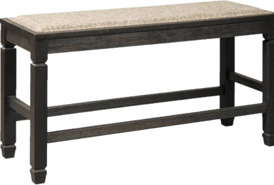 Signature Design by Ashley Bolanburg French Country Dining Bench - Upholstered Seat, Antique White Finish, Rustic Farmhouse Style