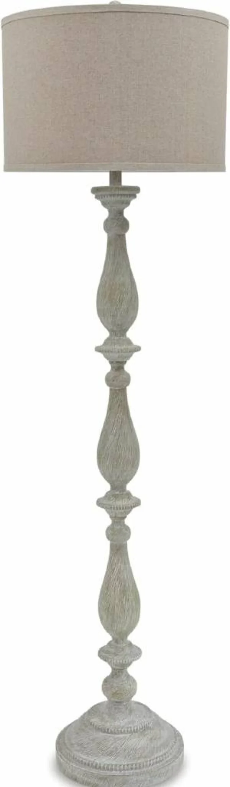 Signature Design by Ashley Bernadette 61" Whitewash Cottage Floor Lamp with Candlestick Design
