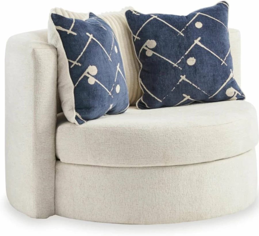 Signature Design by Ashley Padova Swivel Accent Chair with Pillows - Upholstered White Living Room Furniture
