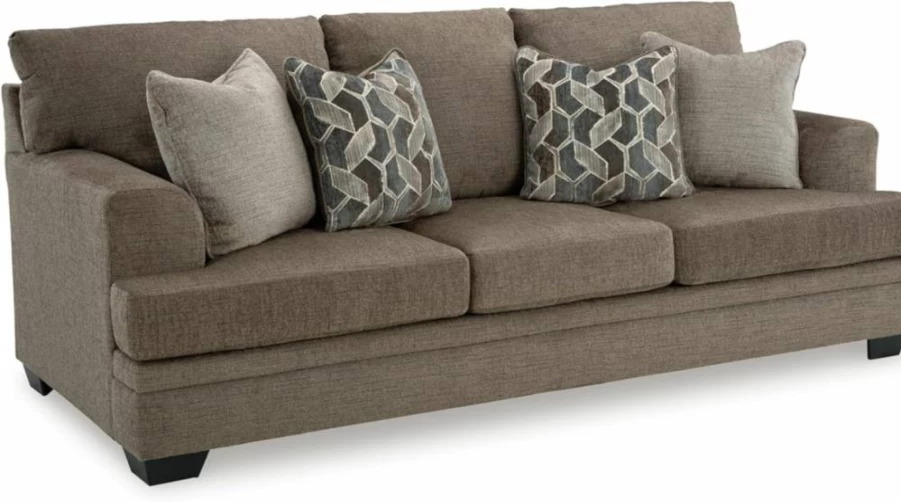 Signature Design by Ashley Stonemeade Queen Sleeper Sofa with Gel Memory Foam Mattress, Reversible Cushions & Accent Pillows, Dark Brown Contemporary Design