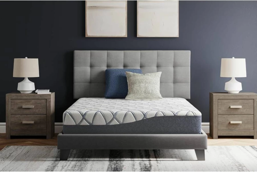 Signature Design by Ashley Twin Size 8" Medium Firm Memory Foam Mattress - Charcoal & Green Tea Infused for Pressure Relief