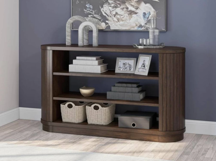 Signature Design by Ashley Korestone 60" Modern Credenza with Adjustable Shelves, Dark Brown Contemporary Console