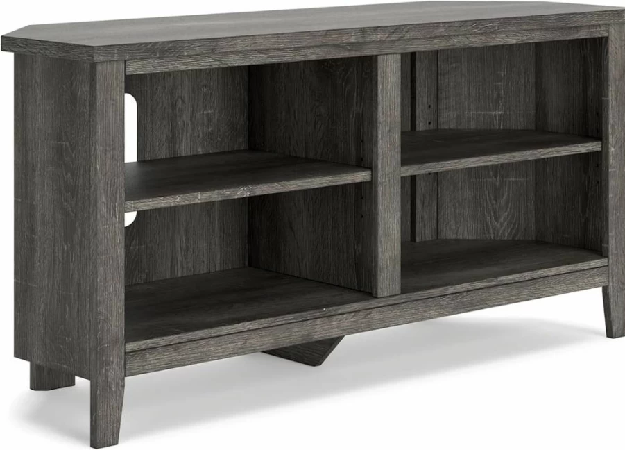 Signature Design by Ashley Dorrinson 48" Modern Whitewash & Gray Corner TV Stand with 4 Shelves for Flat Screen TVs