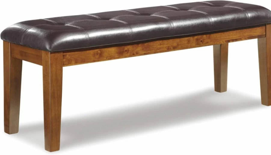 Signature Design by Ashley Haddigan Dark Brown Upholstered Dining Bench, Traditional Style