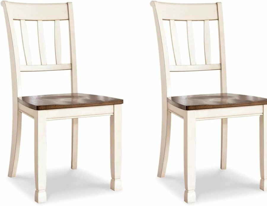 Signature Design by Ashley Owingsville Modern Farmhouse Dining Chairs - Set of 2, Black & Brown Side Chairs