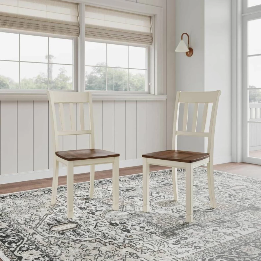 Signature Design by Ashley Owingsville Modern Farmhouse Dining Chairs - Set of 2, Black & Brown Side Chairs