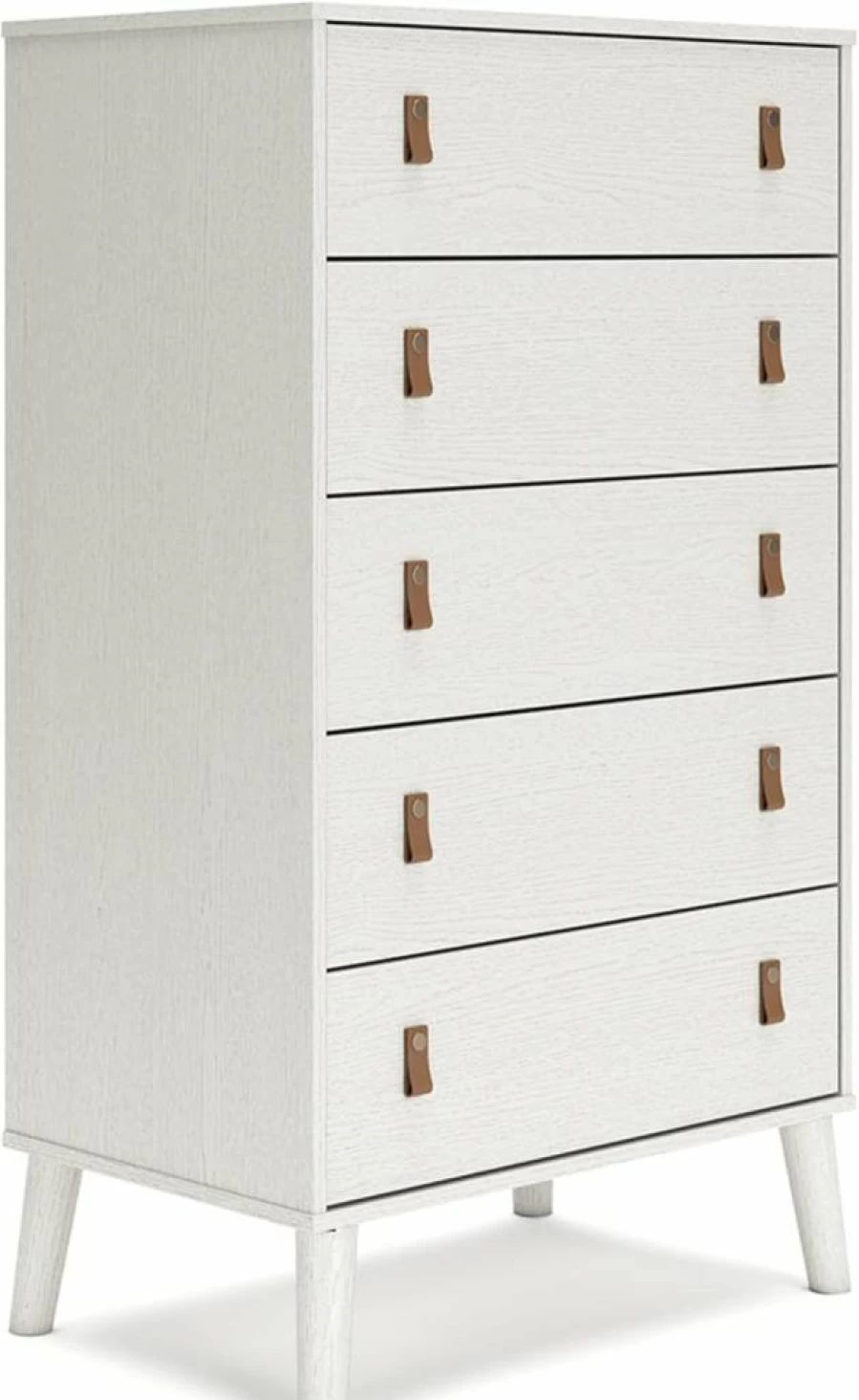 Signature Design by Ashley Aprilyn 5-Drawer Whitewashed Farmhouse Dresser Chest for Bedroom Storage
