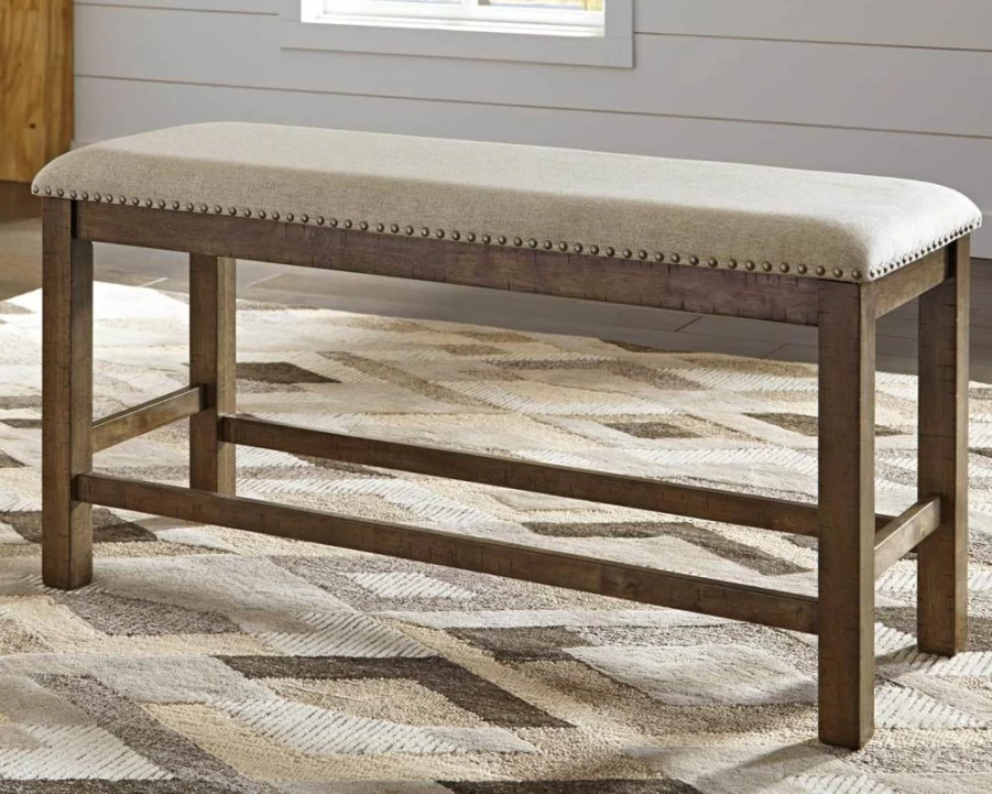 Signature Design by Ashley Morriville Brown Upholstered Counter Height Dining Bench
