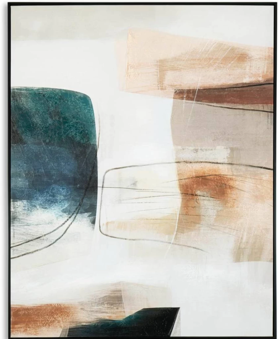 Signature Design by Ashley Reedford Modern Abstract Framed Canvas Wall Art - Multicolored Gallery Wrapped Painting for Home Decor