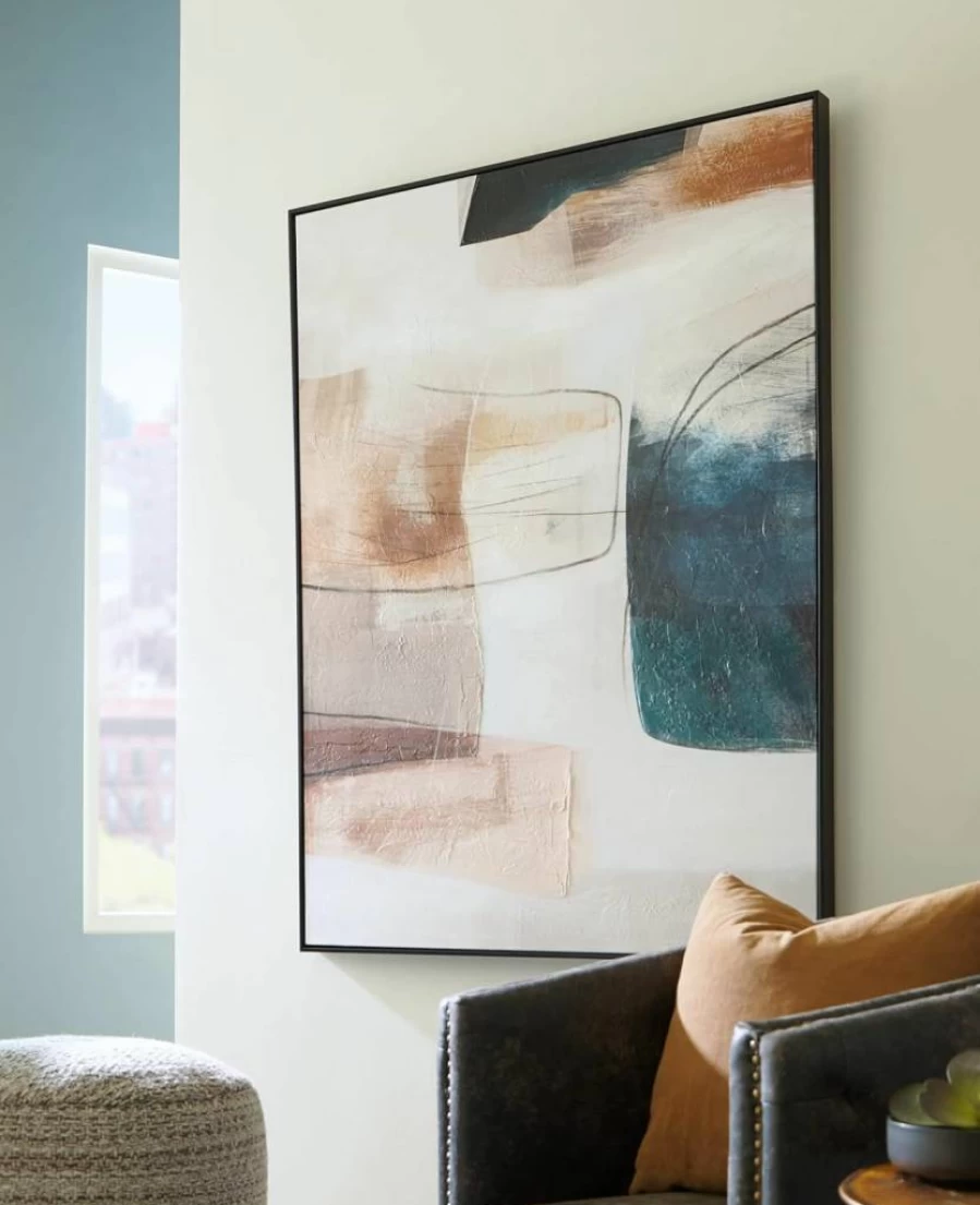 Signature Design by Ashley Reedford Modern Abstract Framed Canvas Wall Art - Multicolored Gallery Wrapped Painting for Home Decor
