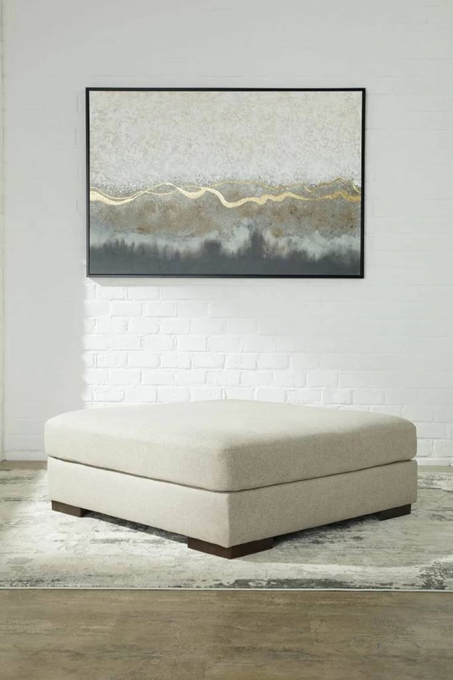 Signature Design by Ashley Regent Park Large Light Gray Accent Ottoman with Oversized Design