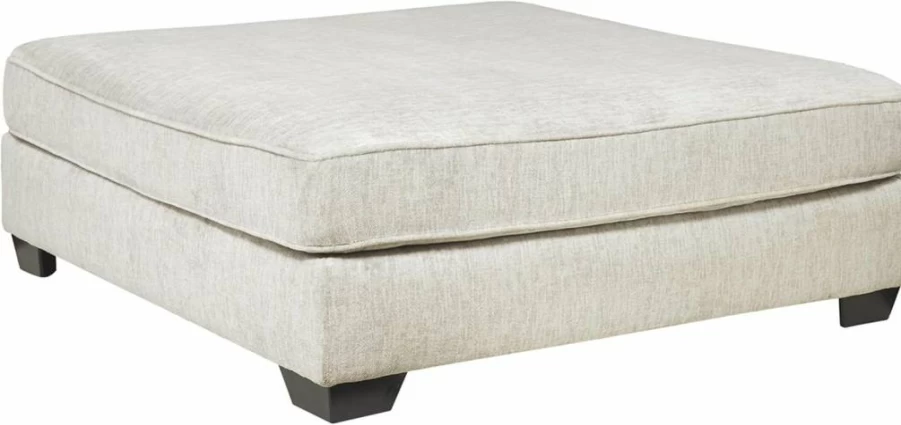 Signature Design by Ashley Rawcliffe Modern Square Oversized Storage Ottoman in Neutral Beige