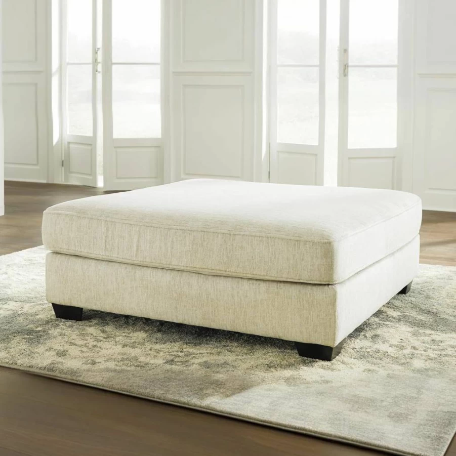 Signature Design by Ashley Rawcliffe Modern Square Oversized Storage Ottoman in Neutral Beige