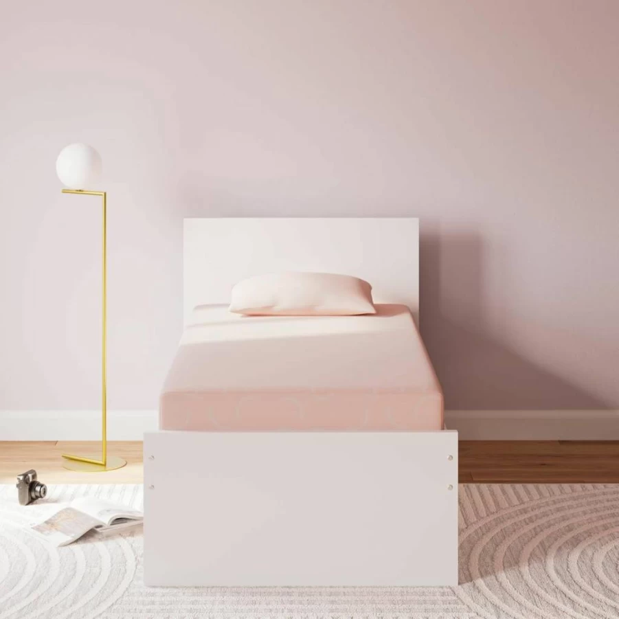 Signature Design by Ashley Twin Size 7" Firm Gel Memory Foam Mattress with Stretch Knit Cover & Pillow - Kids Bed Mattress in Pink Coral