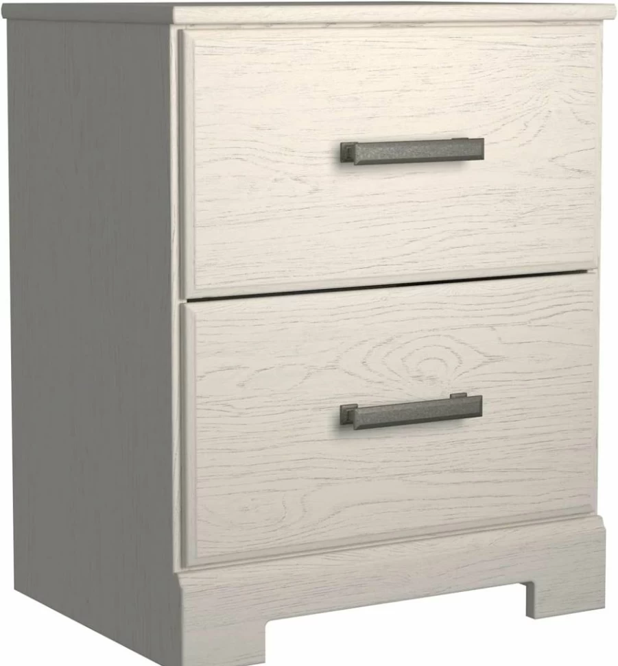Signature Design by Ashley Stelsie Modern White Nightstand with 2 Drawers, 24.41" Height, Contemporary Bedside Table