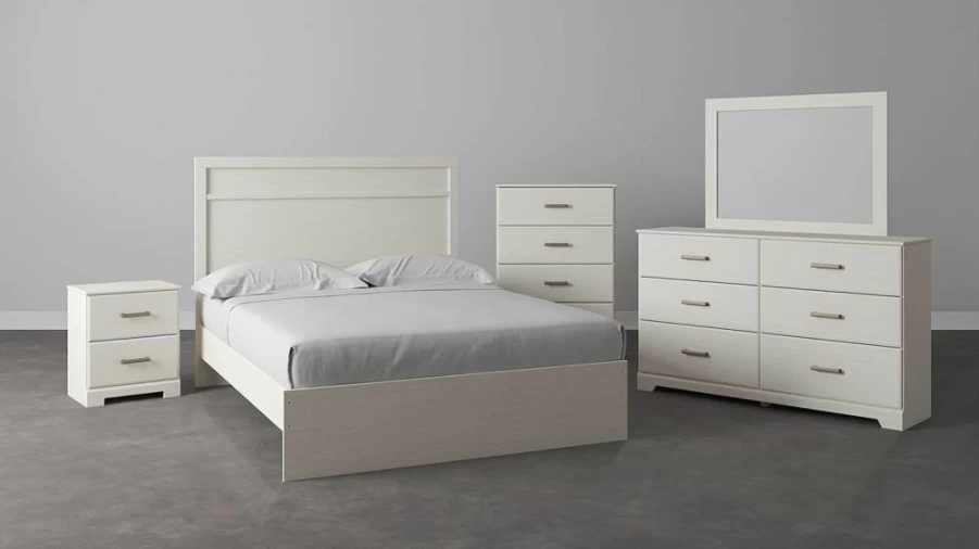 Signature Design by Ashley Stelsie Modern White Nightstand with 2 Drawers, 24.41" Height, Contemporary Bedside Table