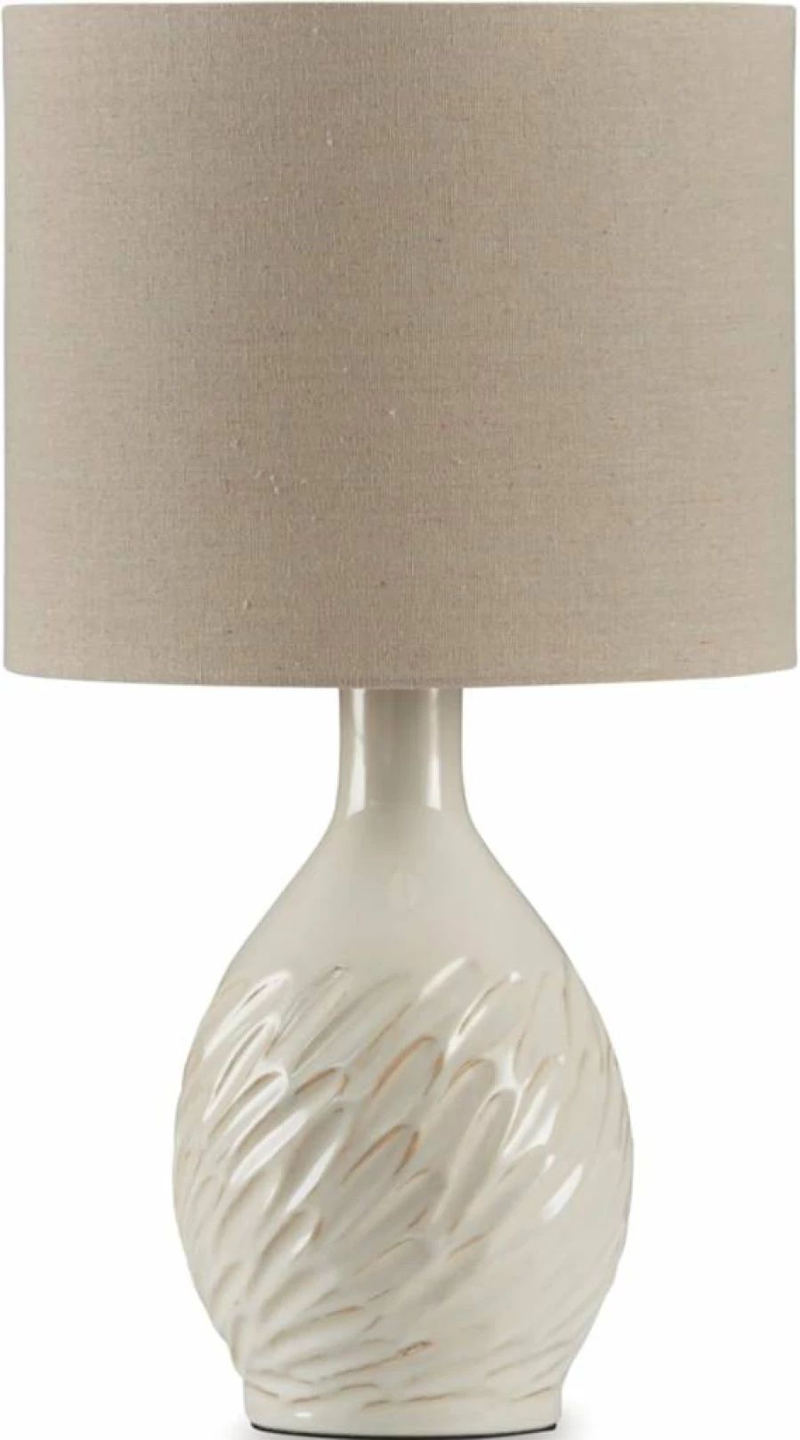 Signature Design by Ashley Garinton Modern Ceramic Table Lamp - Distressed White & Beige Finish with On/Off Switch