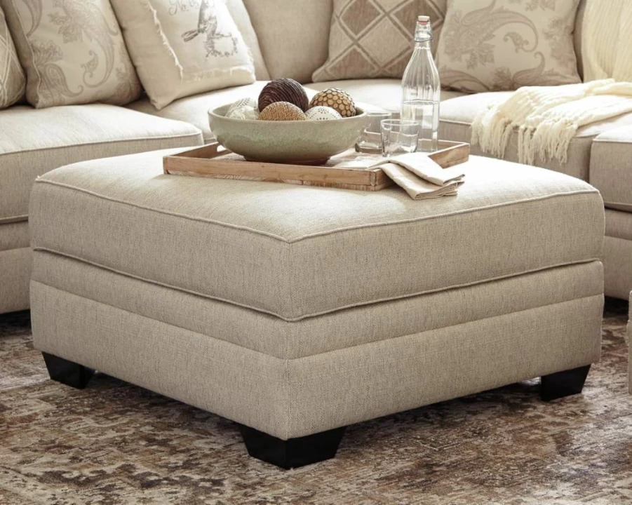Signature Design by Ashley Luxora Light Brown Square Storage Ottoman with Removable Lid - Casual Living Room Furniture